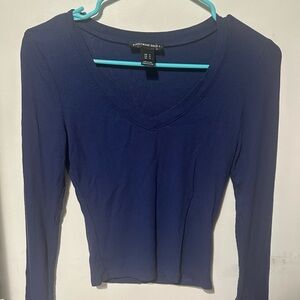 Streetwear Society Navy Long Sleeve V-Neck Top